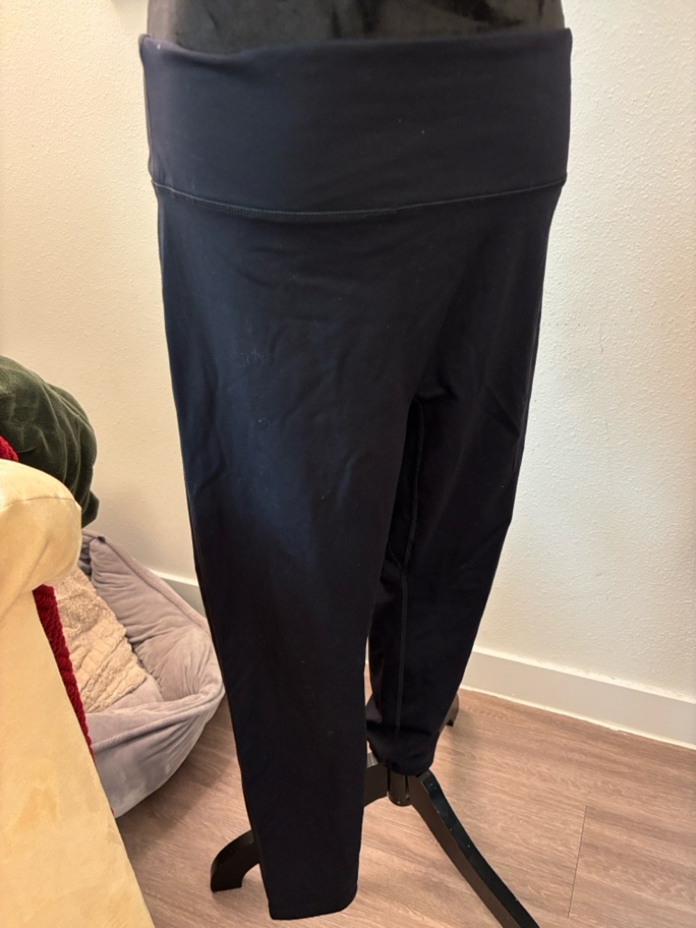 Black Fold-Over Waist Leggings - Picture 2 of 8